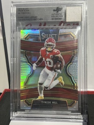 TYREEK HILL LEGENDARY JERSEY FUSION  2019 SELECT SILVER PRIZM  W/GAME USED RELIC