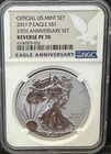 2011 P American Silver Eagle Reverse Proof Coin NGC PF70  - 25th Anniversary
