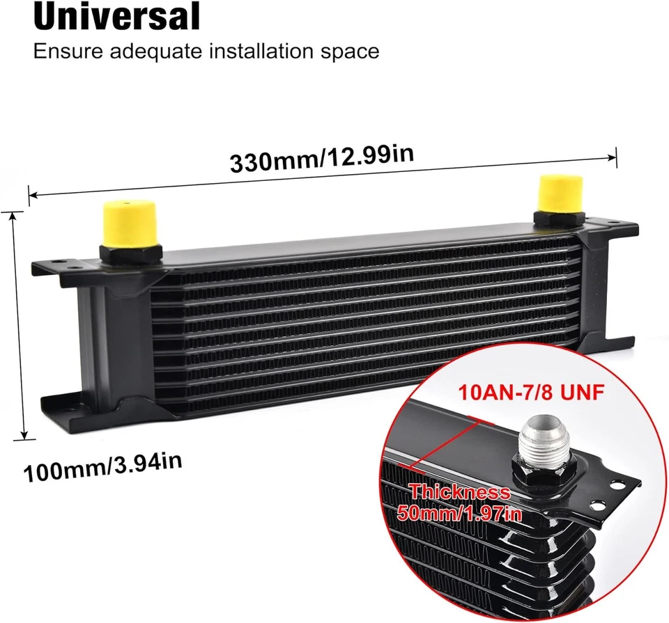 Universal Black 10AN 10 Row Oil Cooler Engine Trans Transmission Aluminum — 第 3/4 张图片