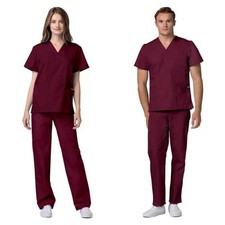 ADAR 701 Burgundy Universal Unisex 2-Pocket Scrub Set Size XS