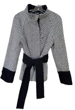 Vintage 90s/Y2K Saks Fifth Ave Wool Blend Chevron Belted Fashion Coat Elegant  