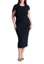 ELOQUII Women's Plus Size Cutout Back Midi Dress - 16, Black Onyx