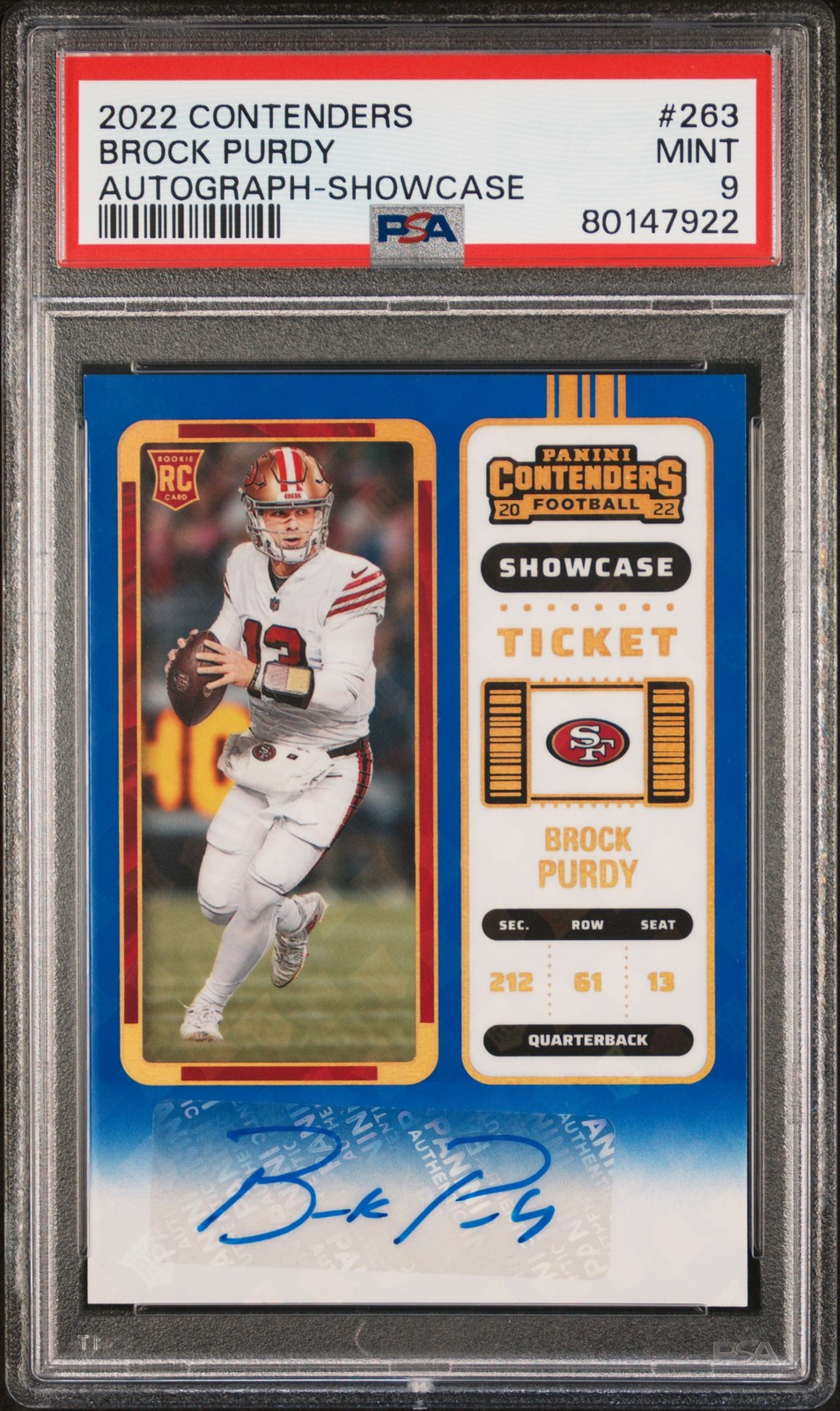 2022 CONTENDERS AUTO-SC #263 BROCK PURDY PSA 9