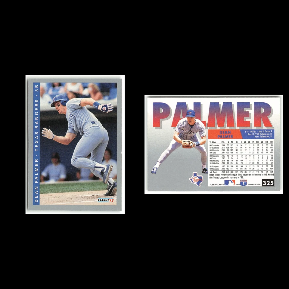 Dean Palmer #325 1993 Fleer Texas Rangers Baseball Card MLB NM - Image 3 of 3