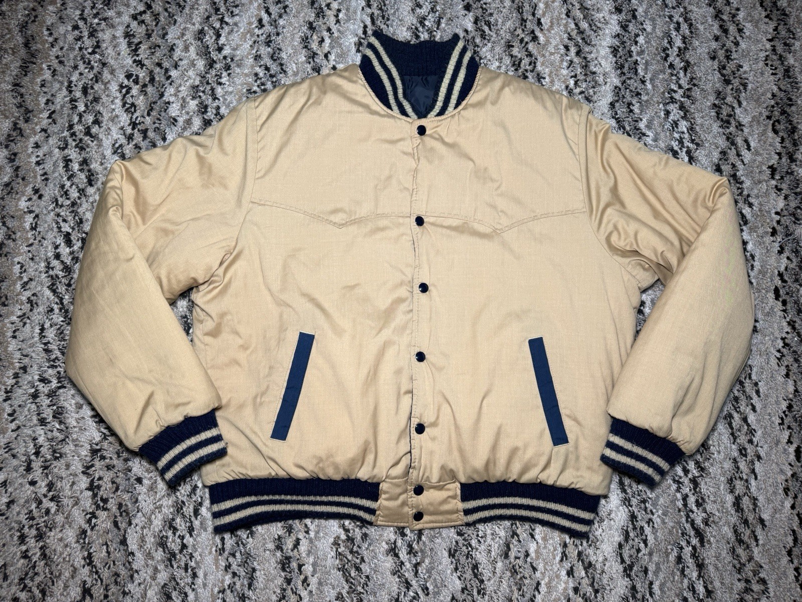 Vtg WRANGLER Outerwear Western Men's XL Tan Navy Reversible 
