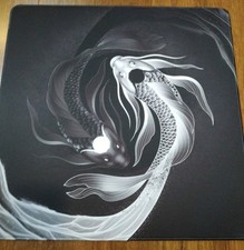 New Large Gaming Mouse Pad Koi Fish 20x20 Inch Non-Slip Desk Keyboard Mat Black
