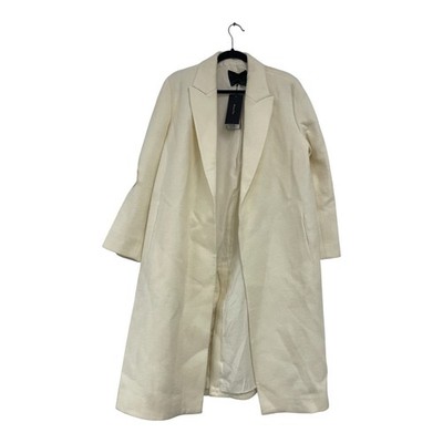 Massimo Dutti Womens Long Coat M Medium Off White Cream Wool 6459/706 NWT