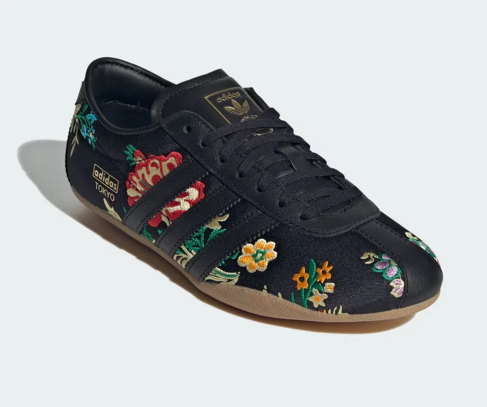 Adidas Originals Tokyo Black Floral Embroidery US SZ 6-10 Women's JR1494 - Image 2 of 4