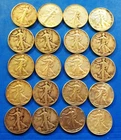 FULL ROLL LIBERTY WALKING (WALKERS) SILVER HALF DOLLARS, CICULATED. MIXED DATES.