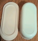 (2 ) Vintage TUPPERWARE Butter Dishes, Almond 2 Stick & White & Pink — photo 6