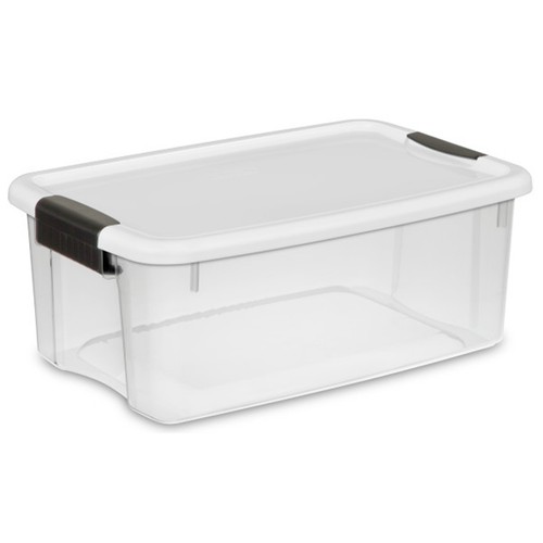 Sterilite 18 Qt Clear Plastic Stackable Storage Bin w/ White Latch Lid, (6 Pack) - Picture 10 of 12