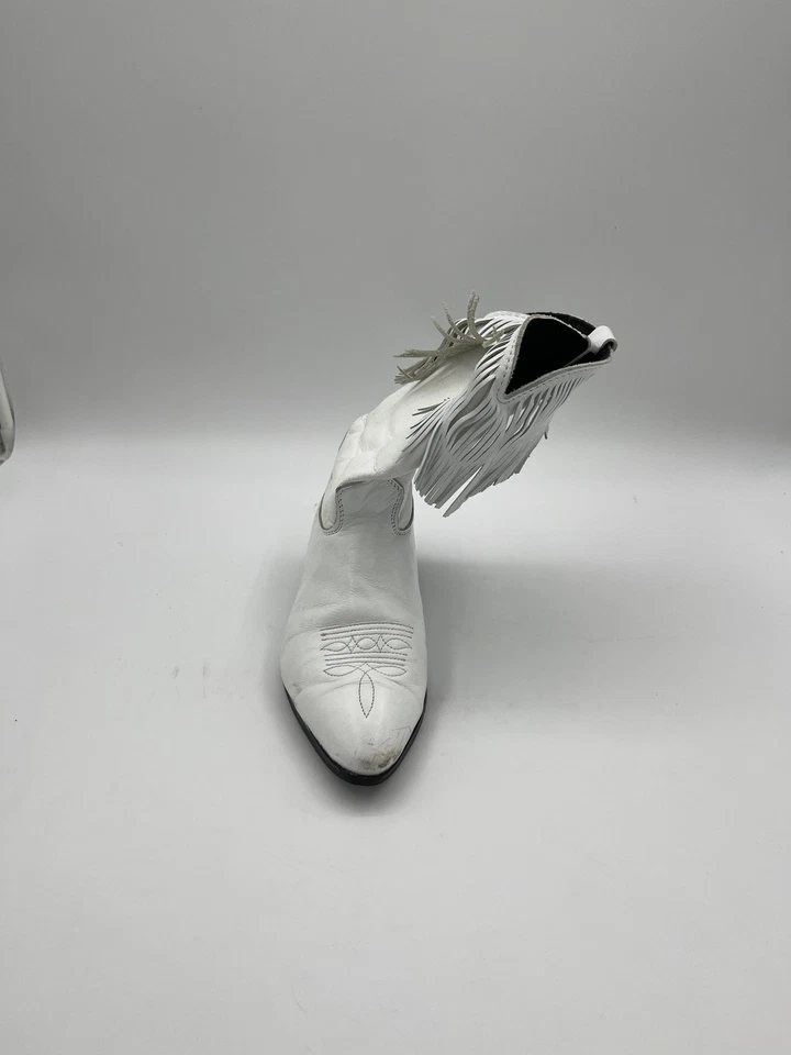Vintage USA Laredo Tassel Fringe Leather Western Cowgirl  Boots Women 8 M White - Image 4 of 4