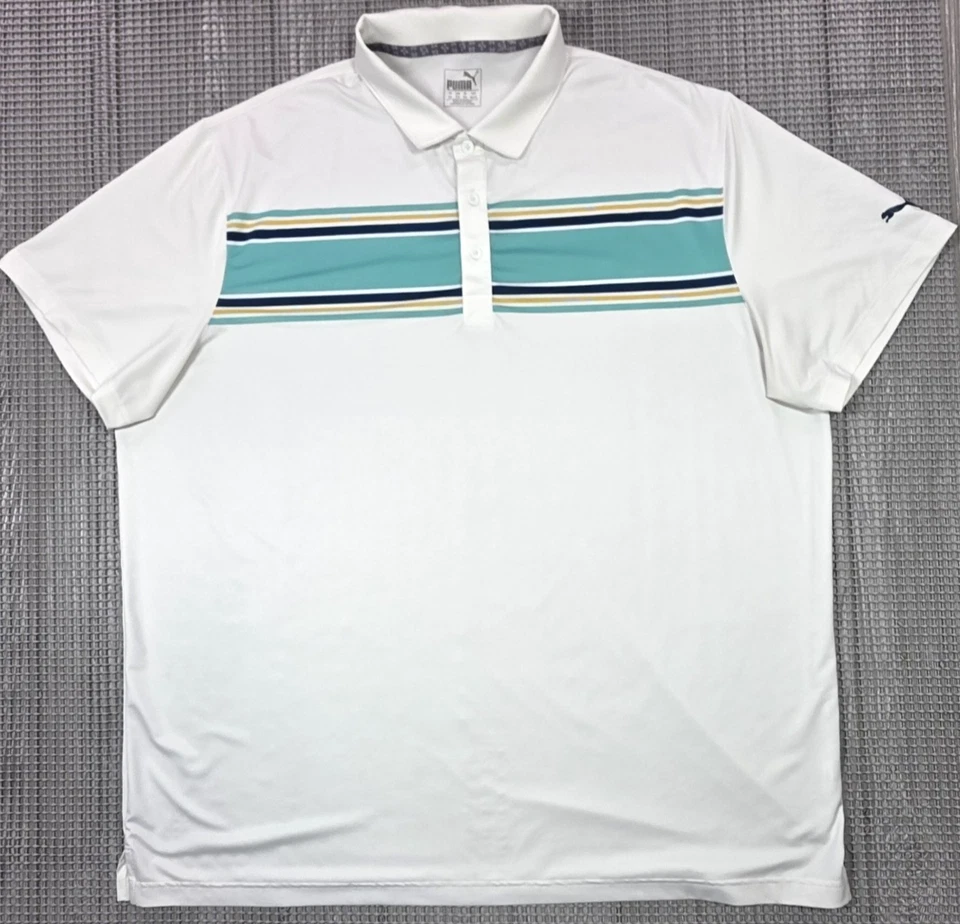 Polo de golf Puma Performance Montauk blanco turquesa manga corta camisa para hombre 3XL Foto 2 de 4