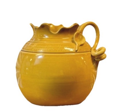 VIETRI Tuscan Italy Scalloped Round 10'' Large Mustard Ceramic Vase Nice