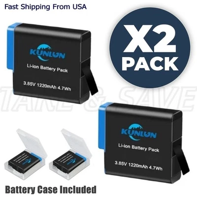 KUNLUN POWER Power Battery for GoPro HERO8 Black, Compatible with HERO5/6/7/8 - 2 PACK
