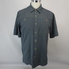 Simms Shirt Men's Medium Gray Short Sleeve Vented Fishing Performance Outdoors