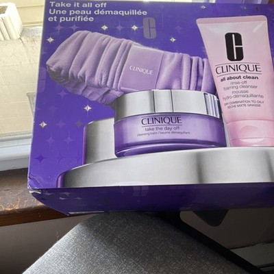 Clinique Take The Day Off Makeup Removal Set Cleanser Balm Remover Headband
