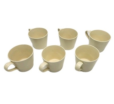 Crate & Barrel Coffee Mugs Set of 6 Ivory 3.25'' Cups Margo by B. Eigen Lot