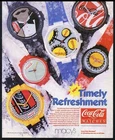 1987 Swatch Watch Coke Coca Cola models photo vintage print ad
