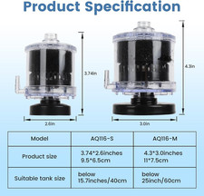 Aquarium Sponge Filter 5-20 Gallon Fish Tank Filter Air-Powered Small Aquarium F