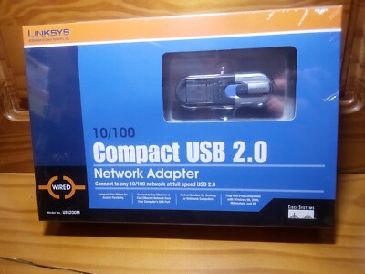 Linksys Model USB200M Compact USB 2.0 Network Adapter-- New Sealed In Box!