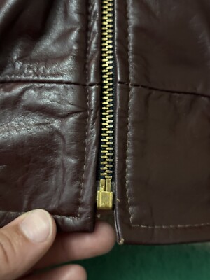 Vintage 60s 70s Oxblood Unbranded Talon Zipper Cafe Racer Leather