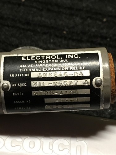 ELECTROL. AN6245/AN6245-B4. HYDRAULIC THERMAL EXPANSION RELIEF VALVE 👀 GR8 BUY - Bild 1 von 12