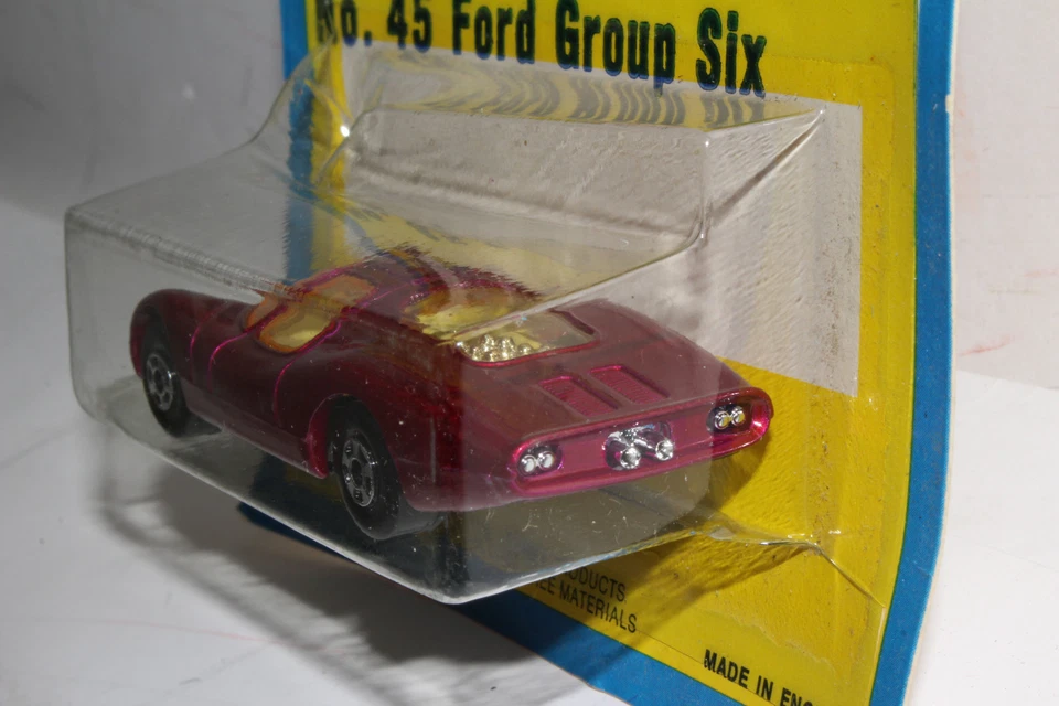MATCHBOX SUPERFAST #45 FORD GROUP 6, MAGENTA, EYES LABELS ON HOOD, NEW IN PACK - Image 3 of 4