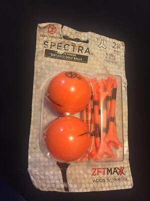 Zero Friction SPECTRA ZFT MAXX 2 Golf Balls 18 Tees NEON ORANGE Add Distance