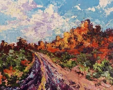 Original textured artwork Oil Painting Impasto Mountain Landscape art