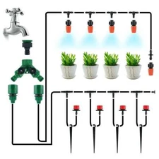 33FT Drip Irrigation System Garden Plant Self Watering Micro Hose Sprinkler Kit