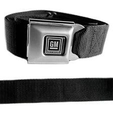 GM Logo Belt Official Licensed Authentic Black Panel Seat Belt Style Buckle Down