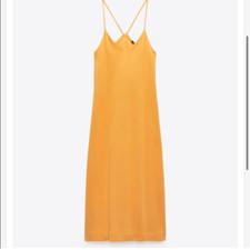 Zara cotton midi dress orange