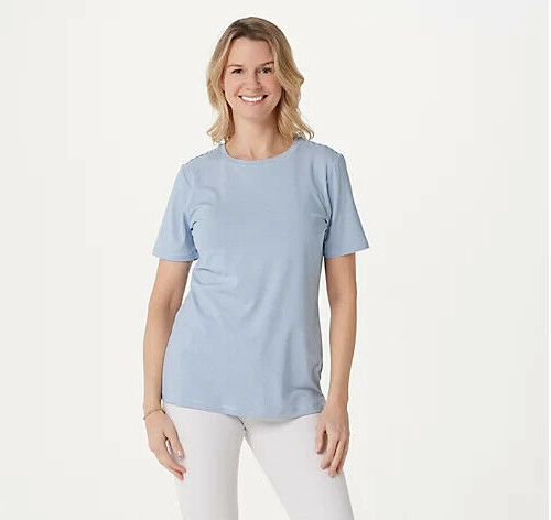 QVC Women's Essentials Blue Tee T-Shirt 