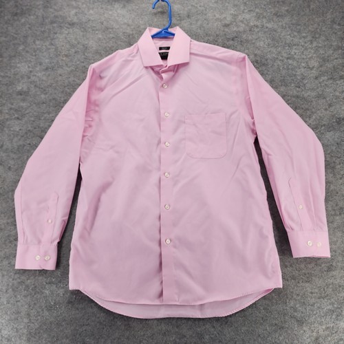 Pronto Uomo Dress Shirt Mens 16 32/33 Button Up Long Sleeve Pink