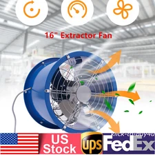 16" Ventilation Axial Fan Cylinder Pipe Spray Booth Paint Fumes Exhaust Blower