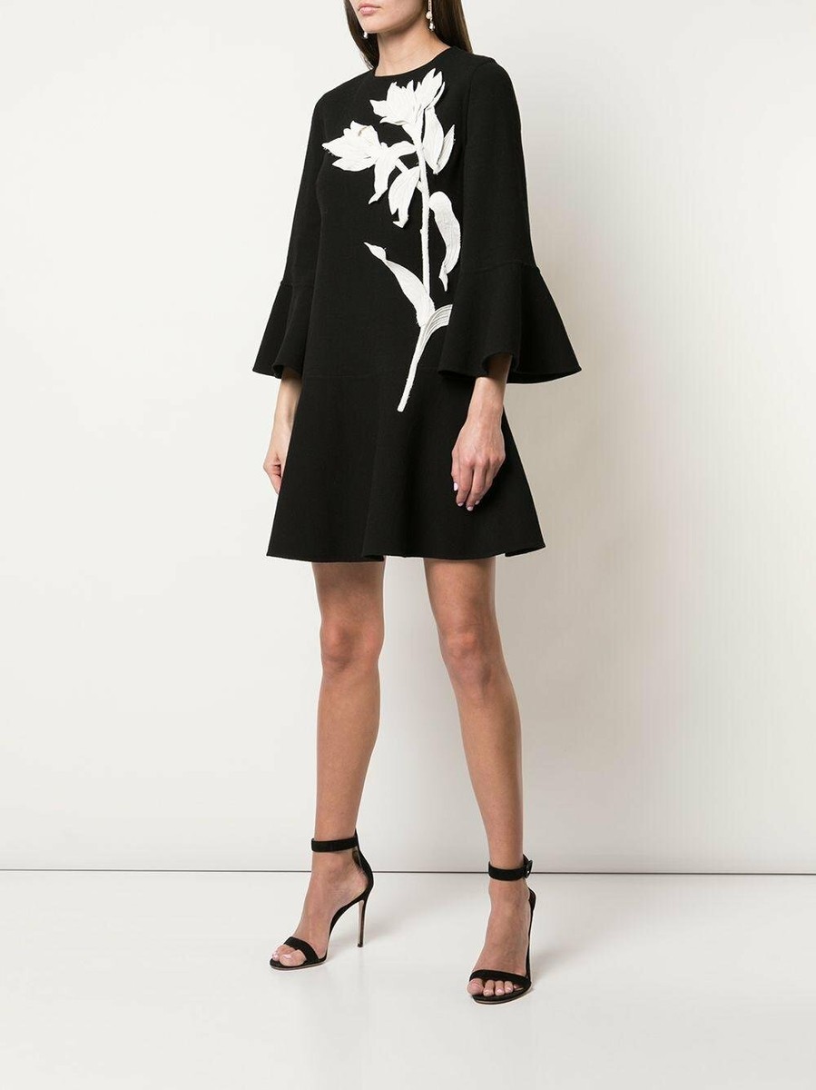 oscar de la renta black dresses Women Size 14 Oscar de la Renta Black Silk, Lace Cocktail Dress – VIDA  STYLE SHOP