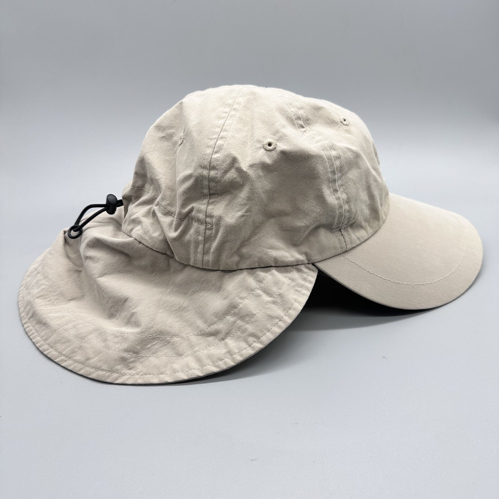 Vintage Eddie Bauer Hat Long Bill Neck Shade Beige One Size Cap Hiking