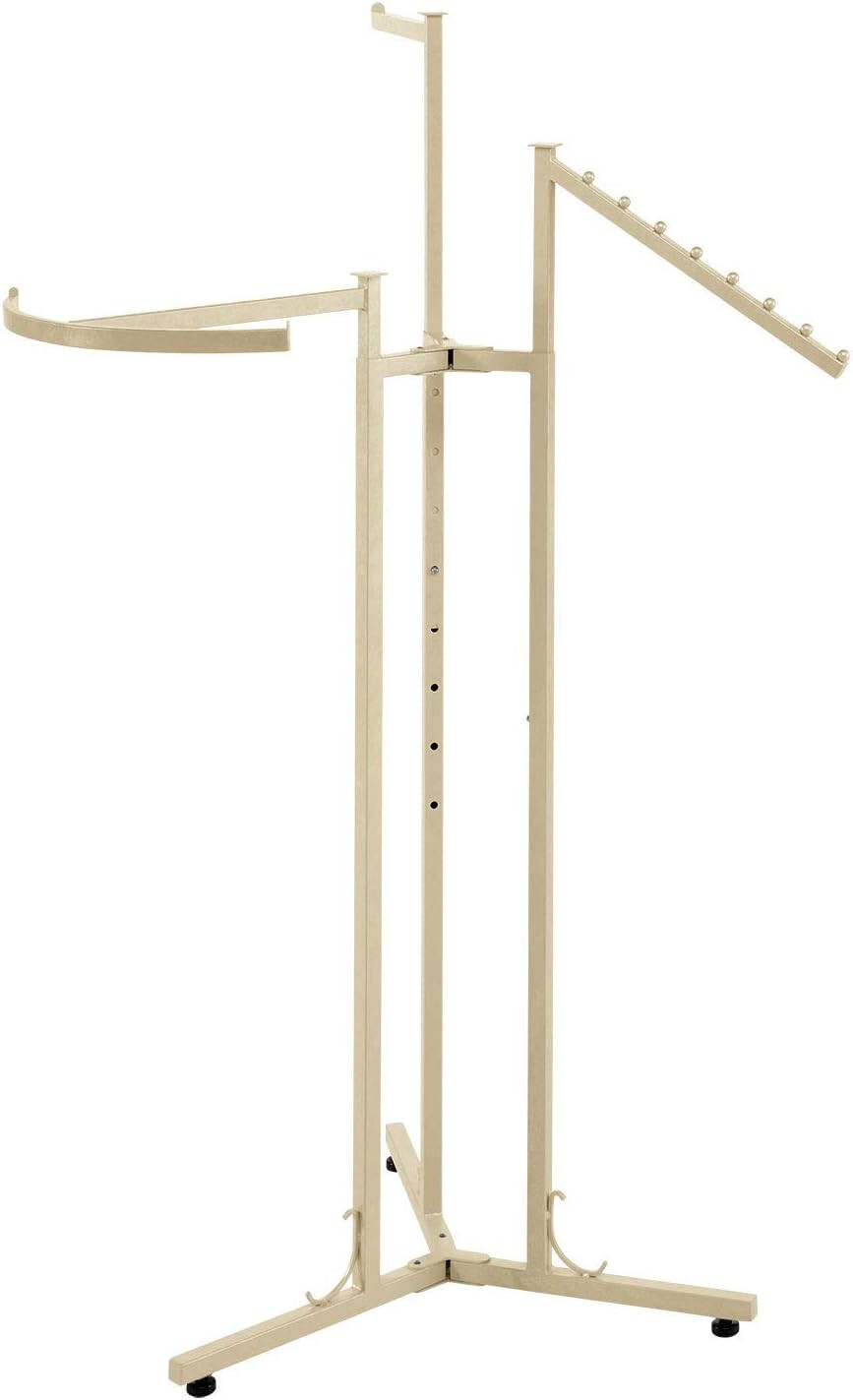 72 Inch Steel 4-Way Ivory Clothing Rack for Retail Garment Display-image