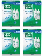 4 PACK OPTI-FREE PURE MOIST MULTI-PURPOSE SOLUTION, NEW PACKAGE! 14OZ x 2 Count