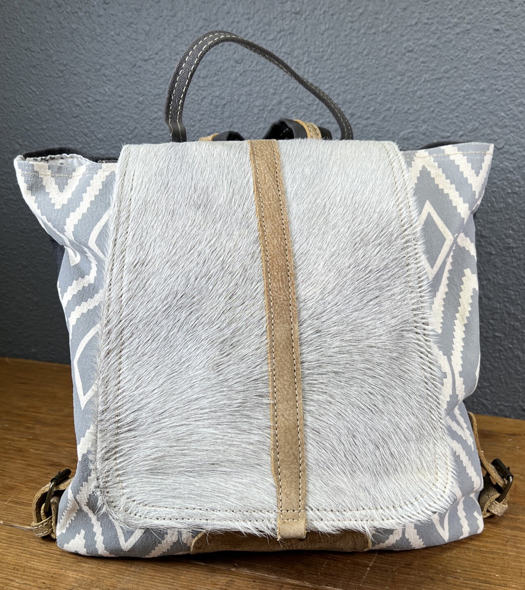 MYRA BAG Premium Real HairLeather Canvas Leather Handmade  display picture 1