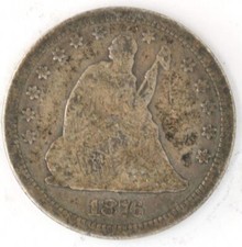 1876 Seated Liberty Quarter Dollar US 25 Cent Silver Coin