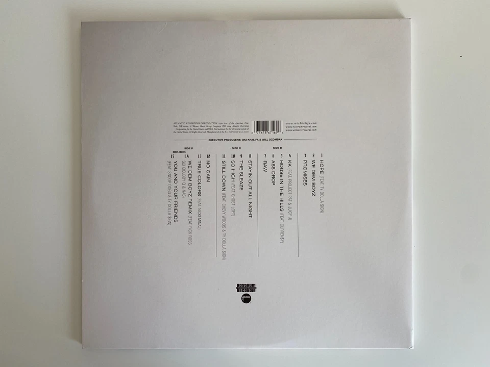 Wiz Khalifa Blacc Hollywood Vinyl LP Hip Hop Black & White Split Records Mint - Image 3 of 4