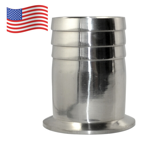 2" 51mm Sanitary Hose Barb Stainless Steel Tri Clamp 2.5" Ferrule End US STOCK