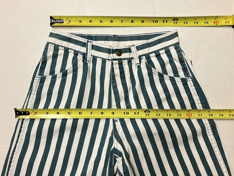 Bermudas a Rayas Verdes Wrangler De Colección EE. UU. Niñas Talla 14 24 x 10 tiro alto Foto 4 de 4
