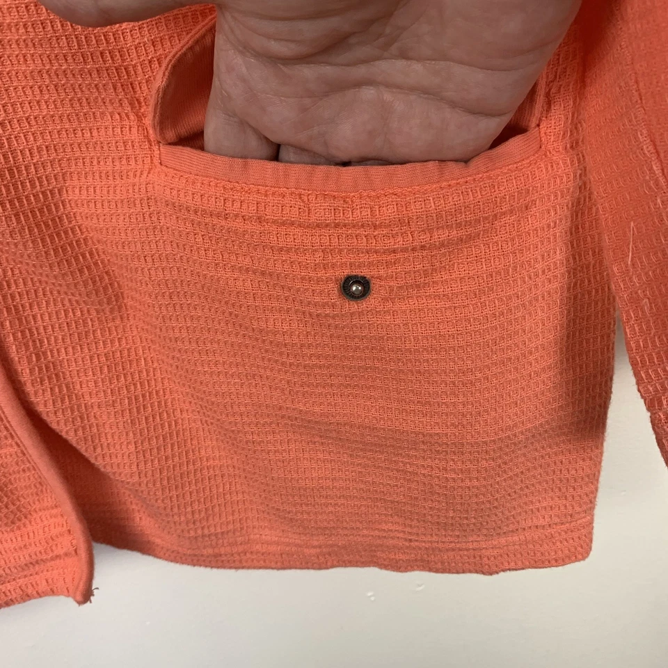 TOGETHER! Womans Button Down Cotton Top Orange Size Medium Long Sleeve Pockets - Image 4 of 4