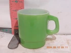 Vintage Anchor Hocking Oven Proof Green Milk Glass Mug Cup