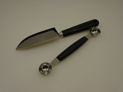 Fruit Decorating Combo VCut Knife France 45 deg Inox Steel Deglon & Melon Baller
