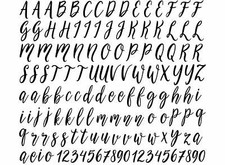 Willow Font Alphabet 134 pcs 0.75 Inch Black Fused Glass Decals