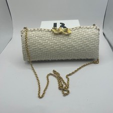 Vintage Rodo Wicker White Bag Gold Hardware